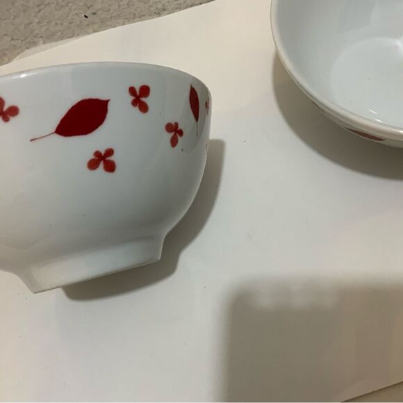 Target Home Pressed Petals Cereal Soup Bowls Red Flowers Leaves Set of 2 G18 - Picture 3 of 8
